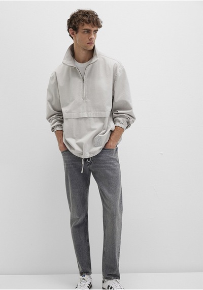 Mavi - Yarı Fermuarlı Kanguru Cepli Gri Sweatshirt 0211684-70074 Gri
