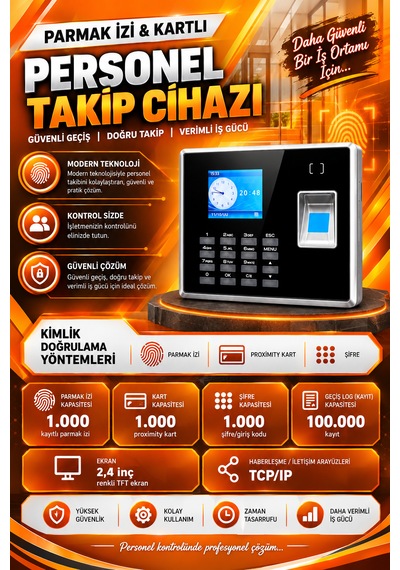 Linadex Lx-444v Kartlı Parmak İzi Personel Giriş Çıkış Ve Programı 20 Kart Hediye