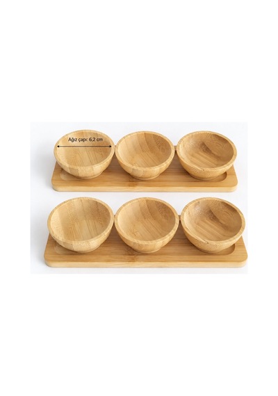 Bambu Üçlü Sosluk Stantlı - 2 Li Set Kahverengi
