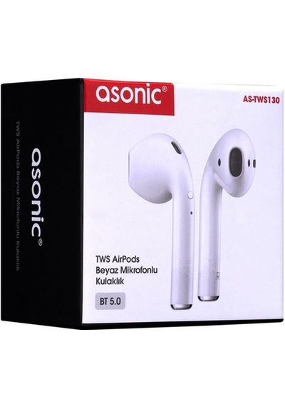 As-tws130 Beyaz Mobil Telefon Uyumlu Bluetooth Tws Apple AirPods Mikrofonlu Kulaklık