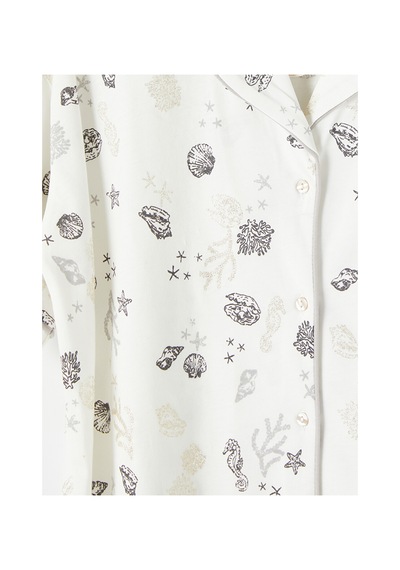 Lcw Dream Ekru Gömlek Yaka %100 Pamuklu Kadın Şortlu Pijama Takımı