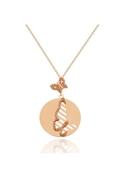 Diamond Line-Gülaylar - Pembe Altın 14 Ayar Kelebek Kolye N11.25006