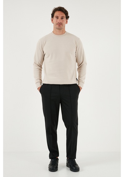 Buratti Slim Fit Bisiklet Yaka Pamuklu Erkek Kazak 456201 Bej
