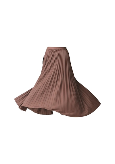 Eren Style Pileli Pamuklu Dokuma Viskon Kışlık Etek 95 Cm - 38-48 Cappuccino