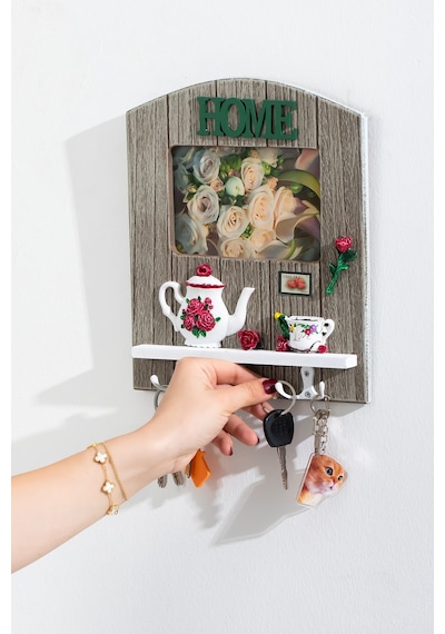 Porsima 2070 Duvara Montajlı Dekoratif Anahtarlık - Duvar Askılı Anahtar Düzenleyici 22x26,5cm Çok Renkli