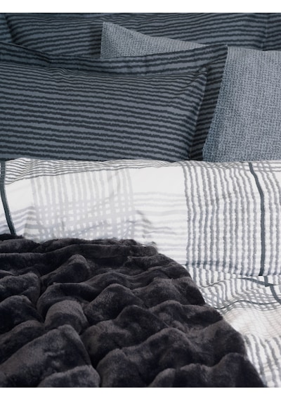 Cotton Box Çift Kişilik Trim Battaniyeli Nevresim Takımı Smooth Siyah