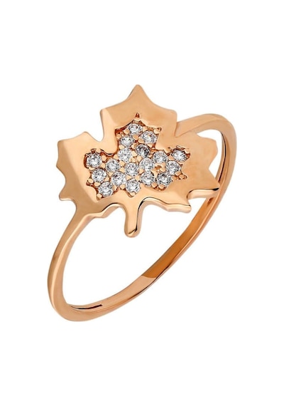 Zirkon Taşlı Çınar Yaprağı Tasarım Rose Renk 925 Ayar Gümüş Bayan (429500960)
