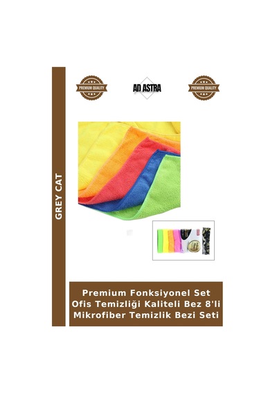 Premium Fonksiyonel Set Ofis Temizliği Kaliteli Bez 8'li Mikrofiber Temizlik Bezi Seti Çok Renkli