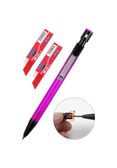 Pembe Kalın Uçlu Kalem 2.0 Mm 1 Adet Ve 2.0 Mm Kalın Uç Kırmızı 2 Adet Ruedo Kalın Uçlu Mekanik Kalem Açık Mavi