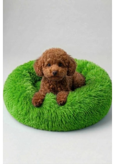 United Colors Of Benetton Bntmkt-0012-2-gr Uzun Kürklü Donut Kedi&köpek Yatağı Yeşil 55 Cm