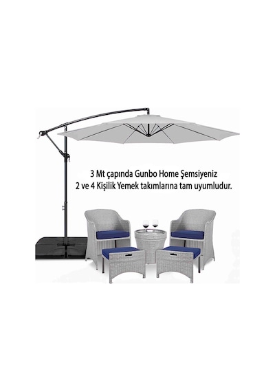 3 Mt 8 Kaburga Full Demir 21 Kg Gri Bahçe Şemsiyesi