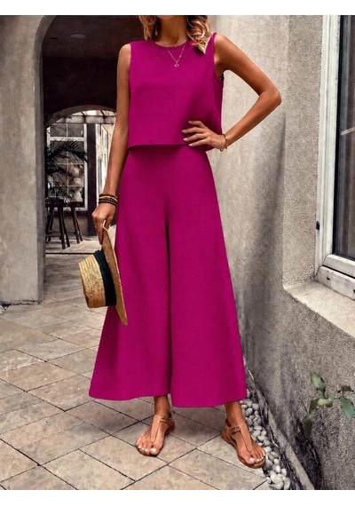 Defymoda Kadın Askılı Bisiklet Yakalı Aerobin Kısa Bluz Ve Geniş Kesim Pantolon Ikili Takım Pembe Defymoda Kadın Askılı Bisiklet Yakalı Aerobin Kısa Bluz Ve Geniş Kesim Pantolon Ikili Takım Pembe