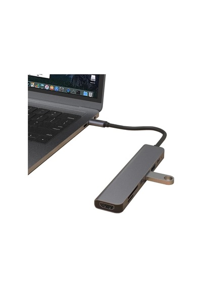 Hb-02 7in1 Hdmi Usb C Type C Hafıza Kartı Micro Kart Okuyucu Hub 4k A Kalite Metal
