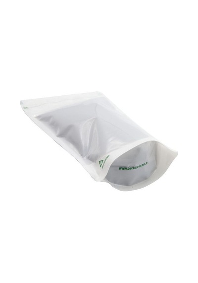 Packtory Geri Dönüştürülebilir Beyaz Doypack Ambalaj 13X22,5+3,5 cm. 250 Gr. -50 Adet