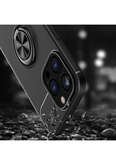 Apple Uyumlu iPhone 14 Pro Max Kılıf Zore Ravel Yüzüklü Silikon Kılıf
