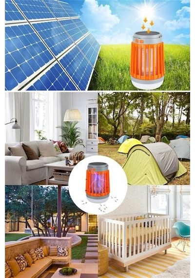 Askılı Solar Enerji İle Şarj Olabilen Sinek Öldürücü Kamp Feneri Işıldak