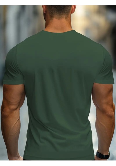 Unisex Pamuklu Wake Up Ön Baskılı Tasarım Tshirt Yeşil