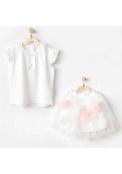 Andywawa Kız Bebek Takım 2 Parça Set Petit Love Ac24503-Ekru