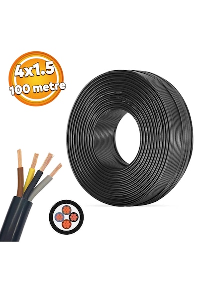 Ms 4x1,5 Ttr Cca Siyah Renk Kablo 100 Metre