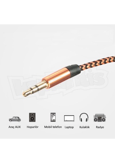 Diwu Aux Stereo 3.5Mm Data Ses Örgü Kablo Bakır