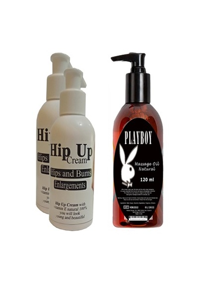 Hintohu Hipup Hip Enlargement Cream Kalça Kaldırma , Vücut Kremi 120 Ml 2 Adet+playboy Masaj Yağı 120 Ml