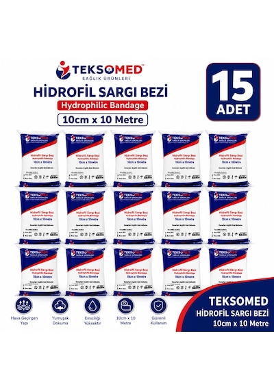 Teksomed Hidrofil Sargı Bezi 10cmx10 Metre 15 Adet
