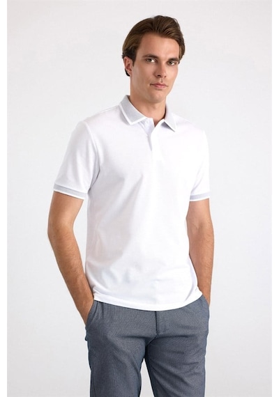 Süvari Beyaz Regular Düz Baskısız Pike Polo Yaka Tişört Sts1014000007-bey