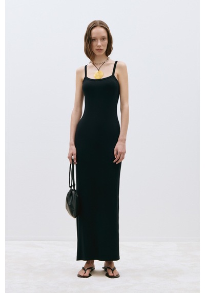 Suud Collection Siyah Rae Askılı Basic Elbise