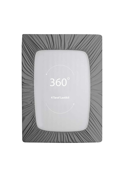 Jersey %100 Pamuk Çift Kişilik 140 X 200 Lastikli Çarşaf Gri Genel