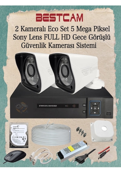 2 Kameralı Eco Set 5 Mp Sony Lensli Full Hd Gece Görüşlü Set