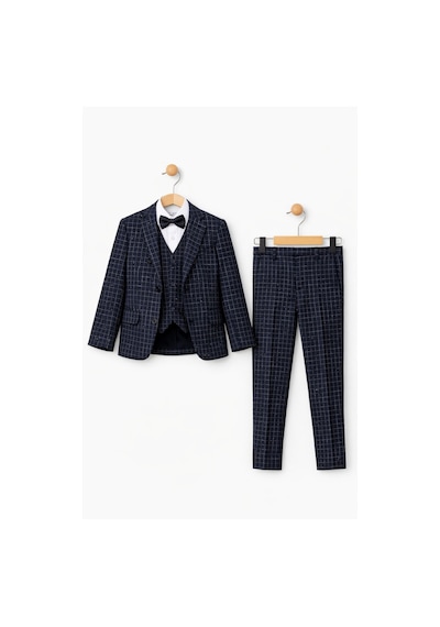 Ahengim Erkek Çocuk Slim Fit Dokulu Çizgili Klasik Takım Elbise Ak197-198 Lacivert