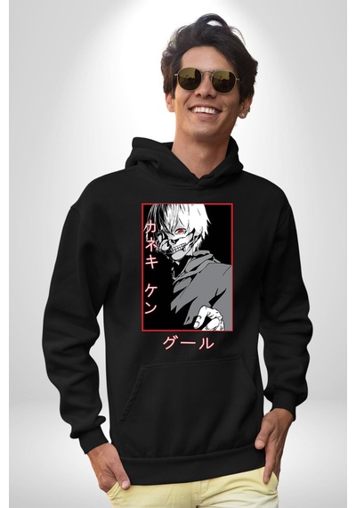 Kaneki Ken Kuma Japon Anime Şeytan Kadın Erkek Siyah Kapüşonlu Sweatshirt Hoodie Siyah