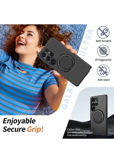 Mag-forge Samsung Galaxy S26 Ultra İçin Kılıf 360 Dönebilen Standlı Magsafe İle Uyumlu S26 Ultra Koruyucu Güçlü Manyetikli Pc+tpu Darbelere Dayanıklı Samsung S26 Ultra Kılıf Siyah