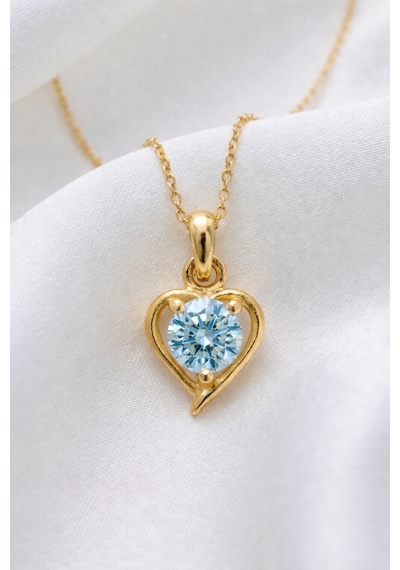 Çekirdekjewelry 925 Ayar Gümüş Altın Kaplama Kalp Modeli Kolye Sarı Akua