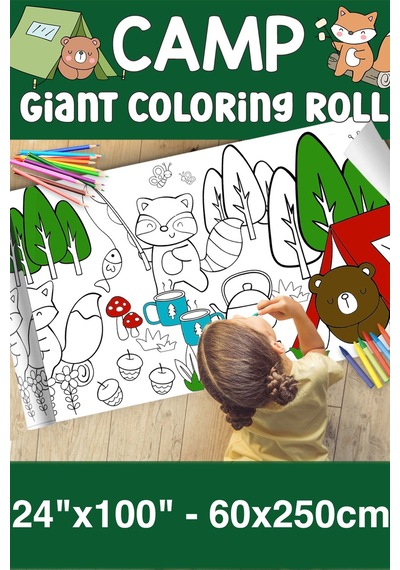 Melolisa Kamp Dev Boy Boyama Kağıdı - Farm Kids Coloring Roll - Giant Painting Paper Roll For Kids