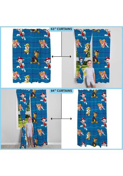 Çocuk Odası Pencere Perdesi Perde Seti, 208 Cm X 213 Cm, Paw Patrol