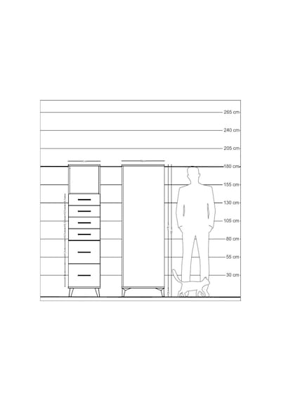 Kronos Dolap Tek Raflı 6 Çekmeceli 44x59x182 Çam-aytaşı Çam