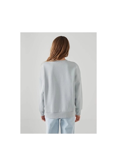 LC Waikiki Lcw Vision Gri Boston Baskılı Oversize Kadın Kalın Sweatshirt