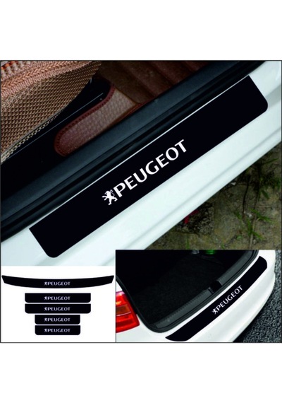 Peugeot 301 İçin Uyumlu Aksesuar Bagaj Ve Oto Kapı Eşiği Sticker Piano Black Set