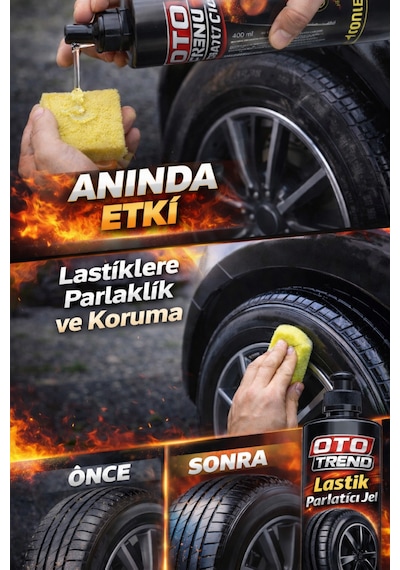 Oto Trend Lastik Parlatıcı Jel 400 Ml Uzun Süre Kalıcı Islak Görünüm Ve Derin Parlaklık