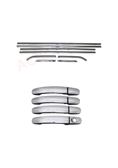 Ford Focus 3/3,5 2011-2017 Araca Özel Krom Cam Çıtası + Krom Kapı Kol 2'li Set Paslanmaz Çelik