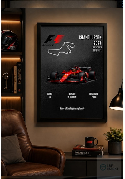 Formula 1 Istanbul Park 2027 Özel Tasarım Poster 33x48 Cm Çerçeveli