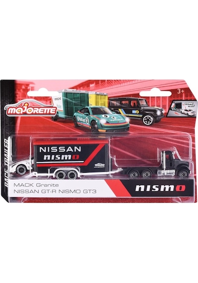 Majorette Race Trailer Mack Granite + Nissan Gt-r Nismo Gt3