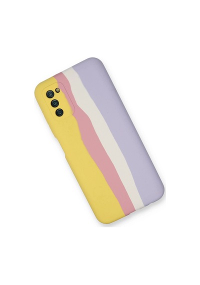 Newface - 386 - Samsung Galaxy A03s Kılıf Ebruli Lansman Silikon - Csmo-tex - - Sarı-mavi