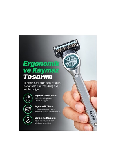 Dorco Pace 6 Sleek Multi-flex 6 Bıçaklı Sistem Tıraş Makinesi 1 Sap + 2 Yedek Başlık