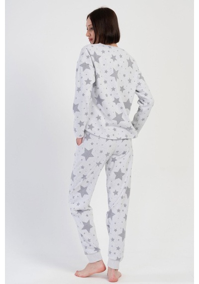 Vienetta Kadın Jakarlı Uzun Kol Gri Pijama Takım C2t3n0o204 001