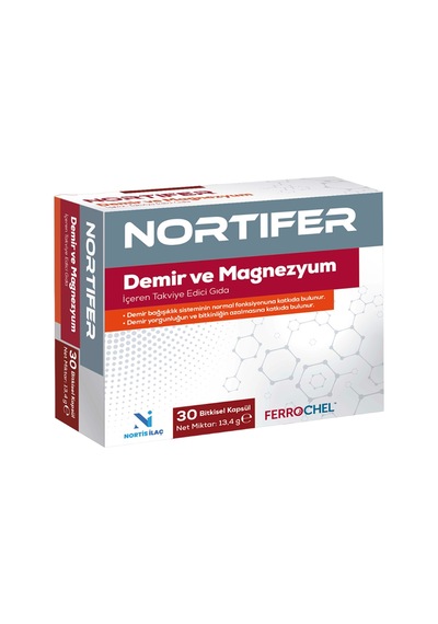 Nortifer Demir Ve Magnezyum İçeren Takviye Edici Gıda 30 Kapsül