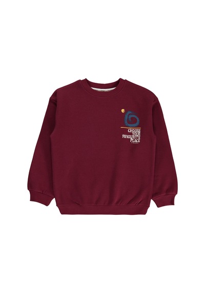 Silversun Kids Silversun Ocean Baskılı 8-13 Yaş Sweatshirt - Bordo