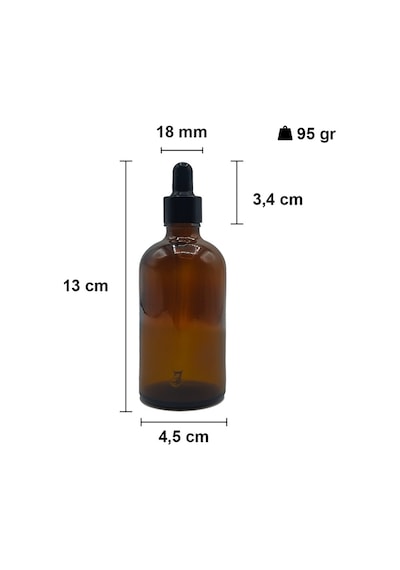 Afracam Amber 100 Ml Metal Kapaklı Dropper Damlalık Cam Şişe Siyah