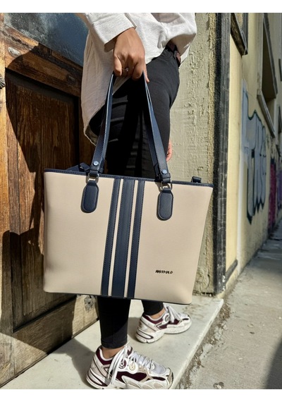 Kadın Orijinal Just Polo Yeni Sezon Büyük Boy 3 Bölmeli Lüks El Ve Omuz Çantası Shoulder Bag Ekru